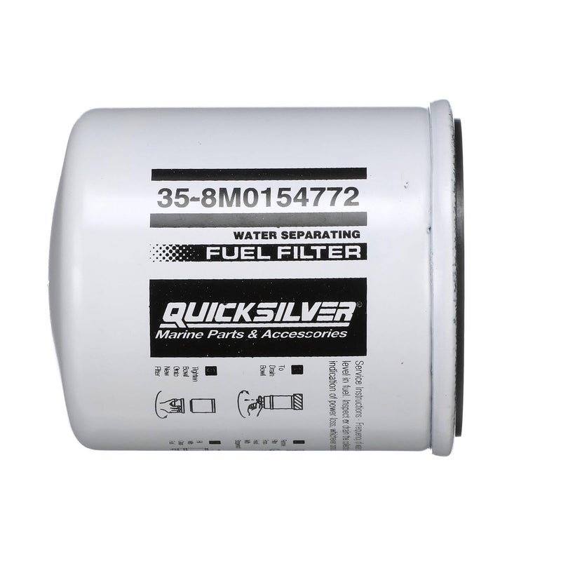 Quicksilver 8M0154772 Short Water Separating Fuel Filter for Marine Engines up to 115hp - Sierra 18-7989 Johnson/Evinrude 5009676, 502906, Volvo 3851218-2, 3852413, 3862228