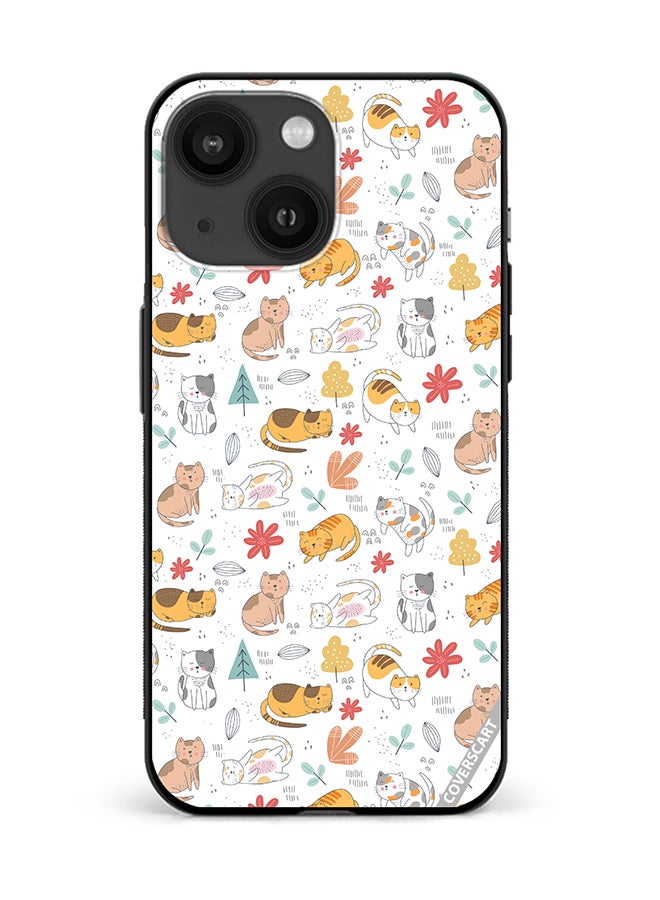 COVERSCART Protective Case Cover For Apple iPhone 14 Plus Chilling Cat Pattern Design Multicolour