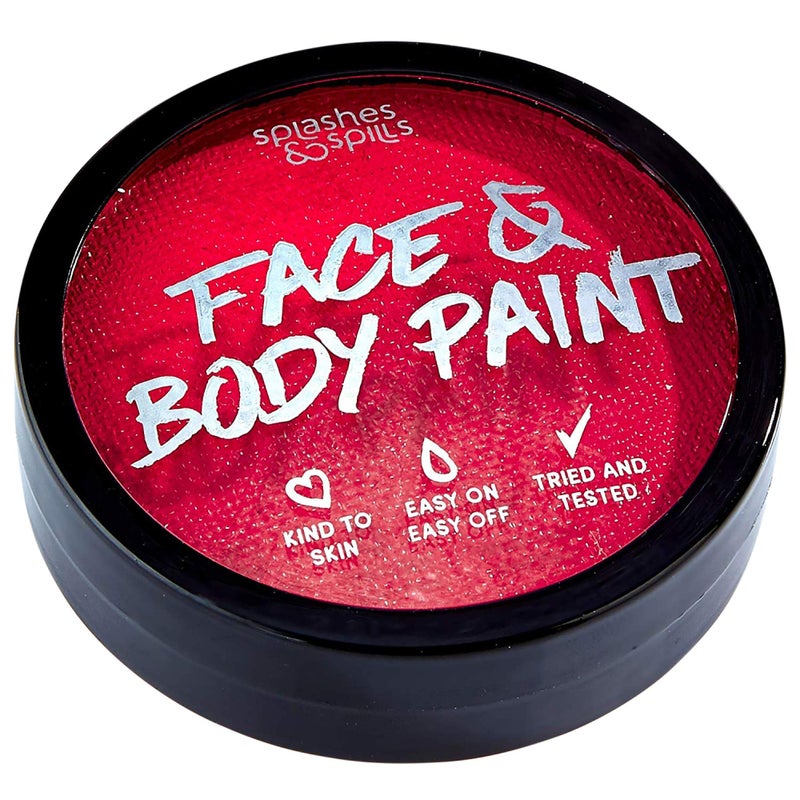 Splashes & Spills Water Activated SFX Face and Body Paint - Red Face Paint, Special Effects Makeup 18g Cake Tub - Pretend Costume and Dress Up Makeup - Great For Halloween Party and Cosplay by Splashes & Spills - Image 1