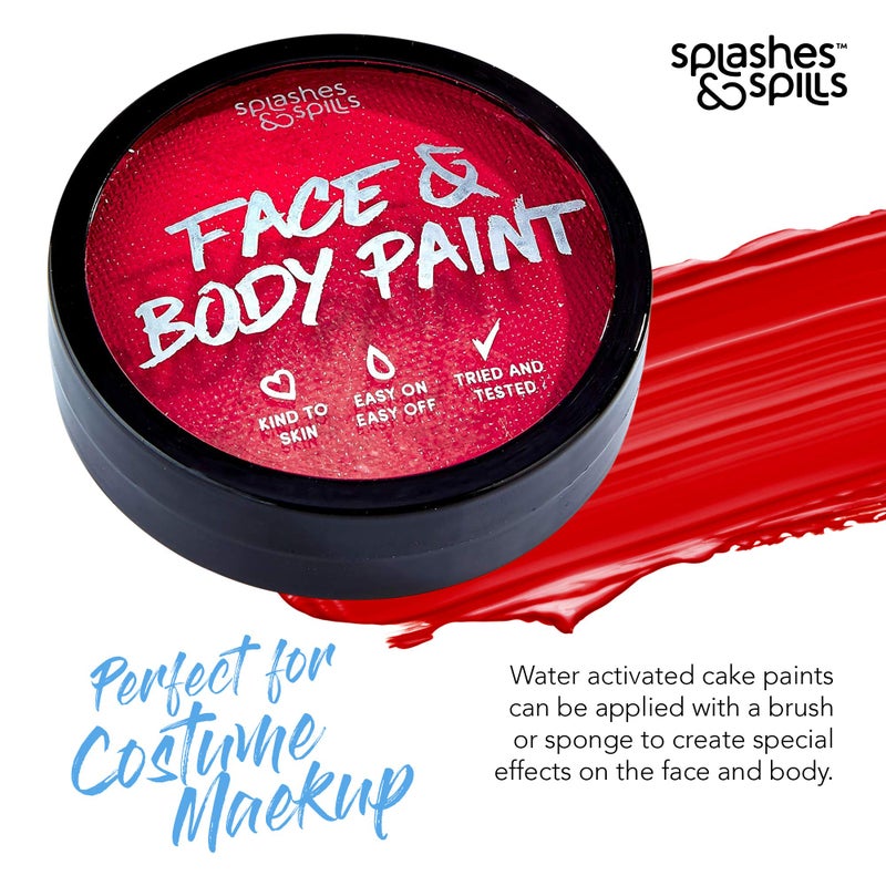 Splashes & Spills Water Activated SFX Face and Body Paint - Red Face Paint, Special Effects Makeup 18g Cake Tub - Pretend Costume and Dress Up Makeup - Great For Halloween Party and Cosplay by Splashes & Spills - Image 4