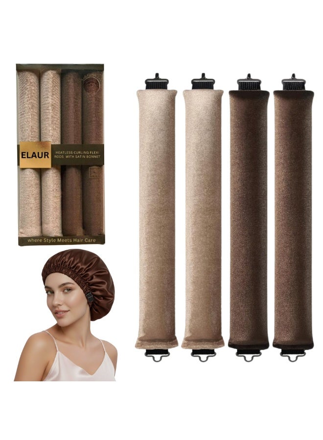 ELAUR 4 Pcs Velvet Heatless Hair Curler. Soft Hair Curlers to Sleep In, Hair Rollers Curlers for Long Short Hair, No-Heat Overnight Blowout Rods for Girls and Women - Image 1