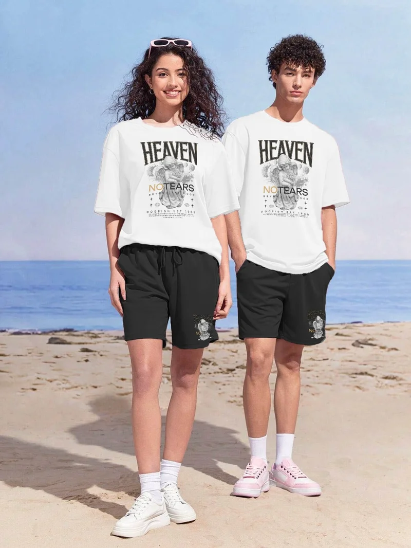 دوغ فش Lover Couple Combination T-Shirt-Shorts Brooklyn Printed Oversize Smoke