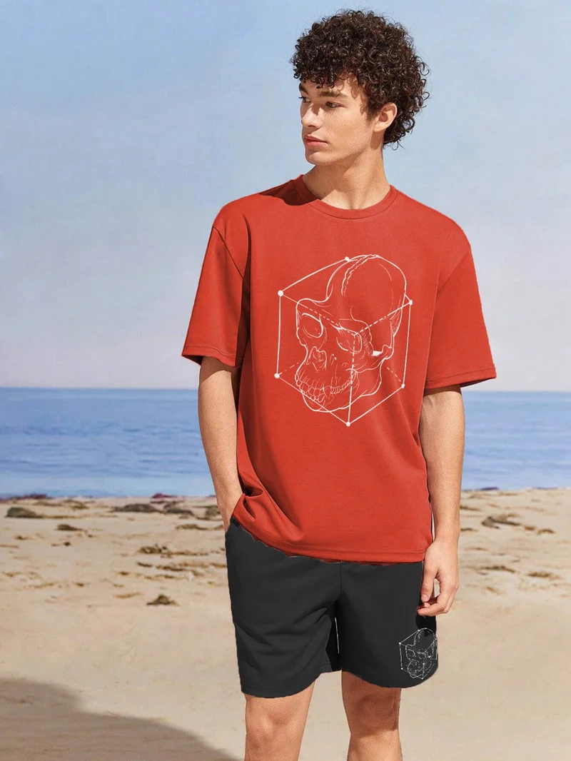 دوغ فش Lover Couple Combination T-Shirt-Shorts Brooklyn Printed Oversize Smoke