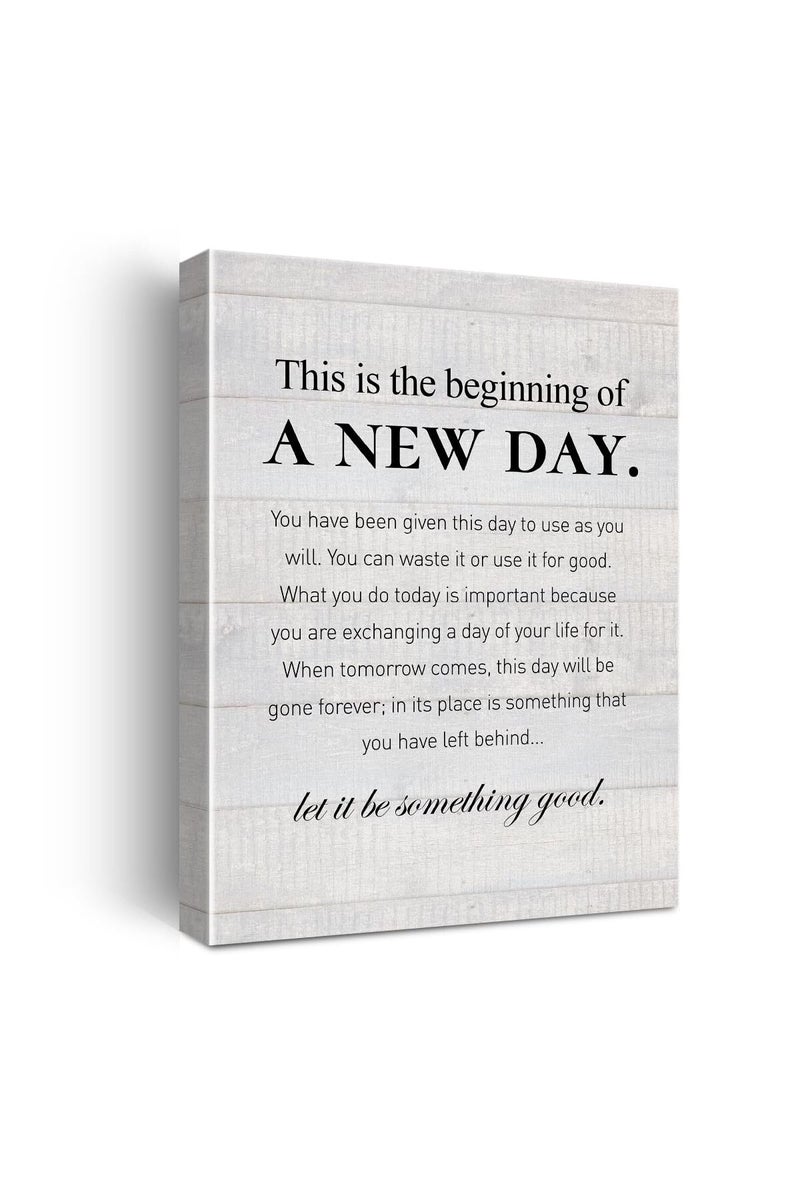 Hijie Motivational This is the Beginning of a New Day Quote Poster Canvas Wall Art for Home Decor - Image 1