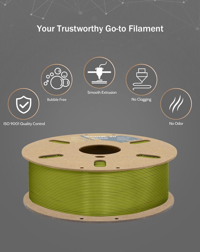 DURAMIC 3D PLA+ Filament 1.75mm 1Kg Brownish Green, PLA Plus Filament 1Kg Spool(2.2lbs) Tougher and Stronger, Dimensional Accuracy Probability +/- 0.02mm - Image 5
