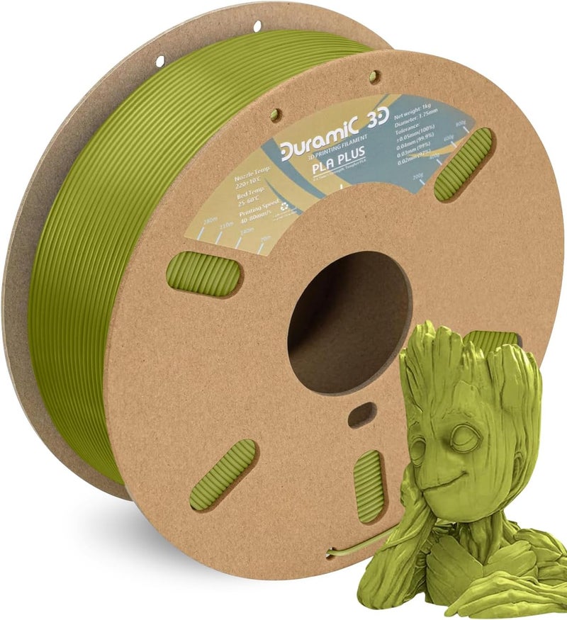 DURAMIC 3D PLA+ Filament 1.75mm 1Kg Brownish Green, PLA Plus Filament 1Kg Spool(2.2lbs) Tougher and Stronger, Dimensional Accuracy Probability +/- 0.02mm - Image 1