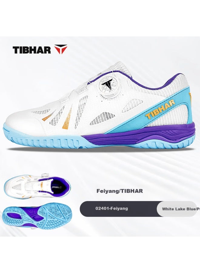 Tibhar Kids Table Tennis Shoes Jd Self-operated Non-slip Professional Compeion Shoes Durable Rubber Sole 02401 White Lake Blue/purple Size 38 - Image 4