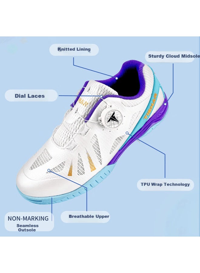 Tibhar Kids Table Tennis Shoes Jd Self-operated Non-slip Professional Compeion Shoes Durable Rubber Sole 02401 White Lake Blue/purple Size 38 - Image 3