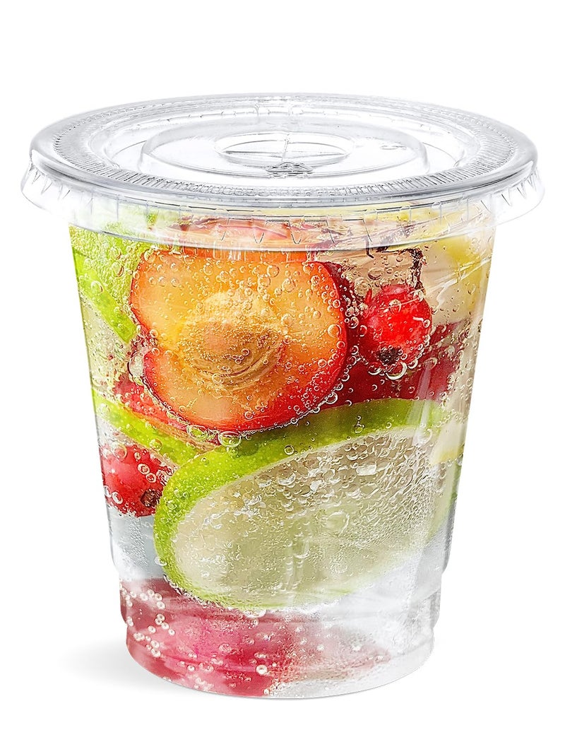 SHOPDAY 8 oz-Plastic-Cups-with-Lids - 150 Pack Disposable Clear Cups with Lids  Small Cups for Cold Drinks Smoothie Food  Coffee Cups with Lids - Image 3