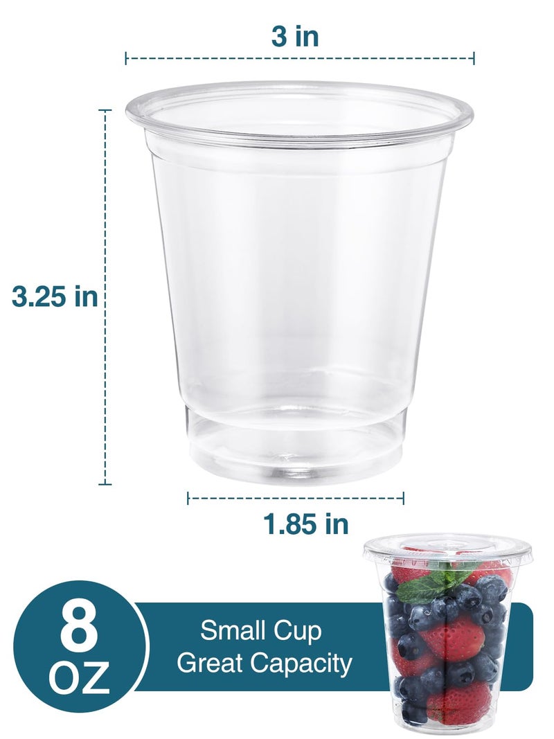 SHOPDAY 8 oz-Plastic-Cups-with-Lids - 150 Pack Disposable Clear Cups with Lids  Small Cups for Cold Drinks Smoothie Food  Coffee Cups with Lids - Image 2