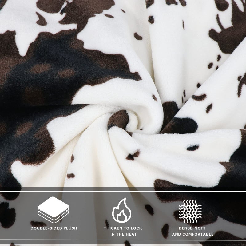 SEEGU Flannel Fleece Cow Print Blanket Twin Size  Super Soft Cozy Plush Cow Blankets  Lightweight Microfiber Cow Print Throw Blanket for Couch Sofa Bed 60""x80"" - Image 4