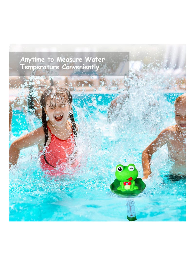 SYOSI ترمومتر سباحة عائم، ترمومتر ماء بركة مزود بحبل، ترمومتر بركة للأطفال، مقاوم للكسر، حجم كبير، لحمامات السباحة الخارجية والداخلية، المنتجعات، أحواض المياه الساخنة ضفدع - Image 3