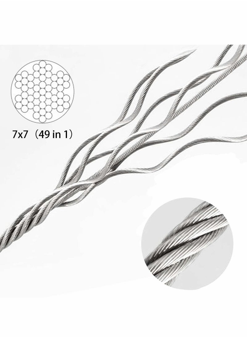 Generic - Picture Hanging Rope Wire, 2 Pcs Stainless Steel Wire with Loop and Hook 1.5 mm x 2 m Heavy Duty Frame Hanger Rope for Light Lamp Hardware, Supports up to 20 KG - Image 1
