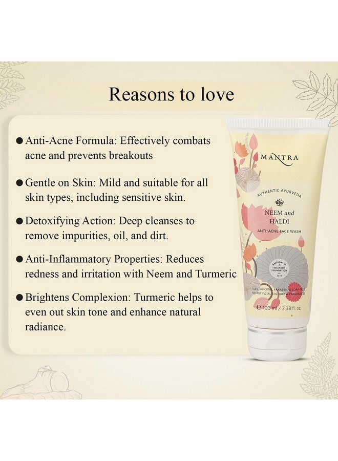 Mantra Herbal Neem and Haldi Anti-Acne Face Wash - 100 ml | Controls Acne & Pimples or Lightens Acne Spot Marks - Image 3