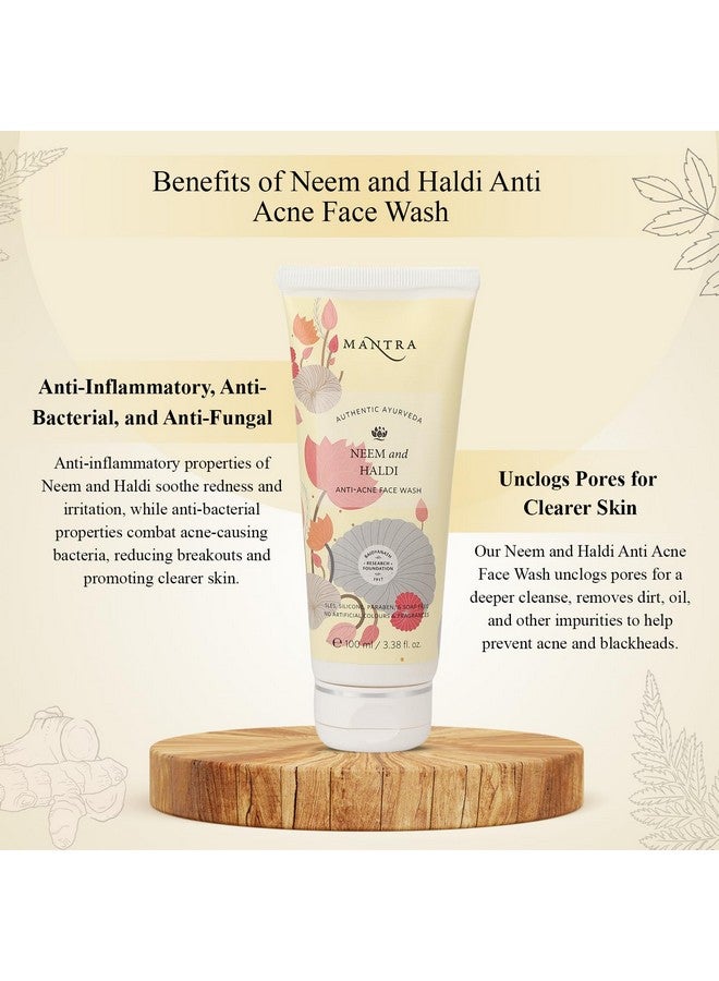 Mantra Herbal Neem and Haldi Anti-Acne Face Wash - 100 ml | Controls Acne & Pimples or Lightens Acne Spot Marks - Image 2