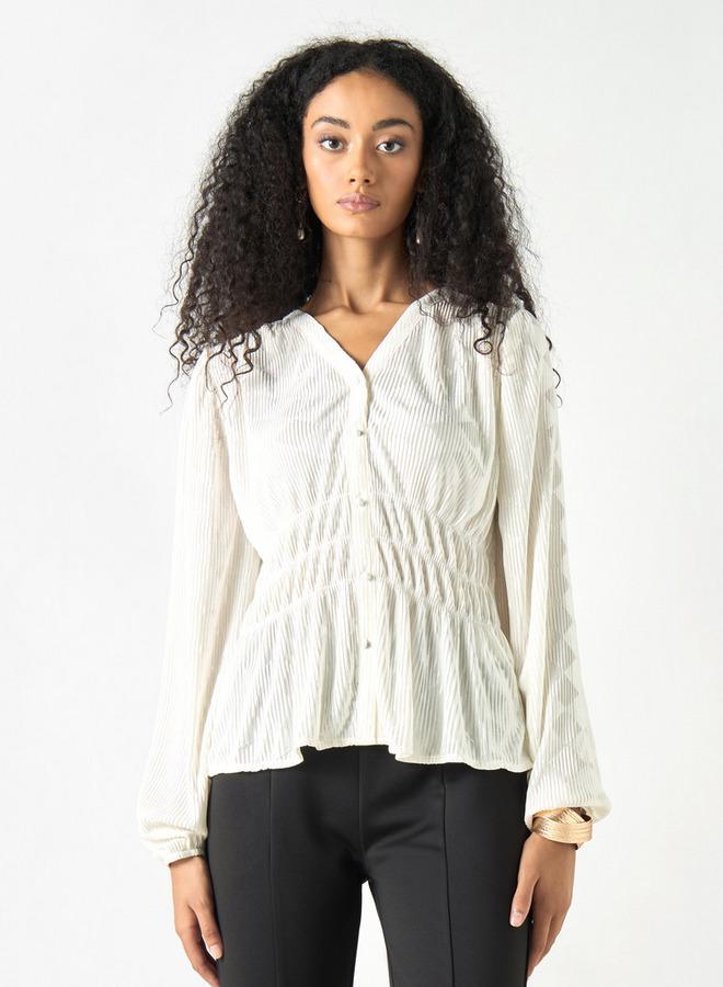 تواكستريمز بلوزة بياقة على شكل حرف  بأكمام طويلة من تو إكستريمز - Image 1