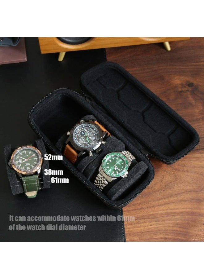 شابية صندوق منظم للساعات الصلبة بثلاث فتحات للرجال أو النساء، حافظة سفر لتخزين الساعات المحمولة وحامل عرض للساعات اليدوية والساعات الذكية حتى 55 مم (أسود) - Image 4