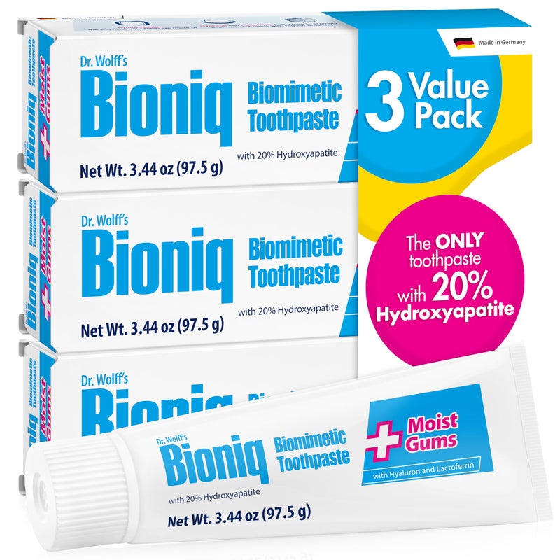 Bioniq Plus+ Gum Formula - 20% Hydroxyapatite Toothpaste, bioHAP and Fluoride Free Toothpaste for Daily Use, Clinically Tested - Our Expert for Enamel and Gum Care - 3 x 3.44 Oz - Image 1