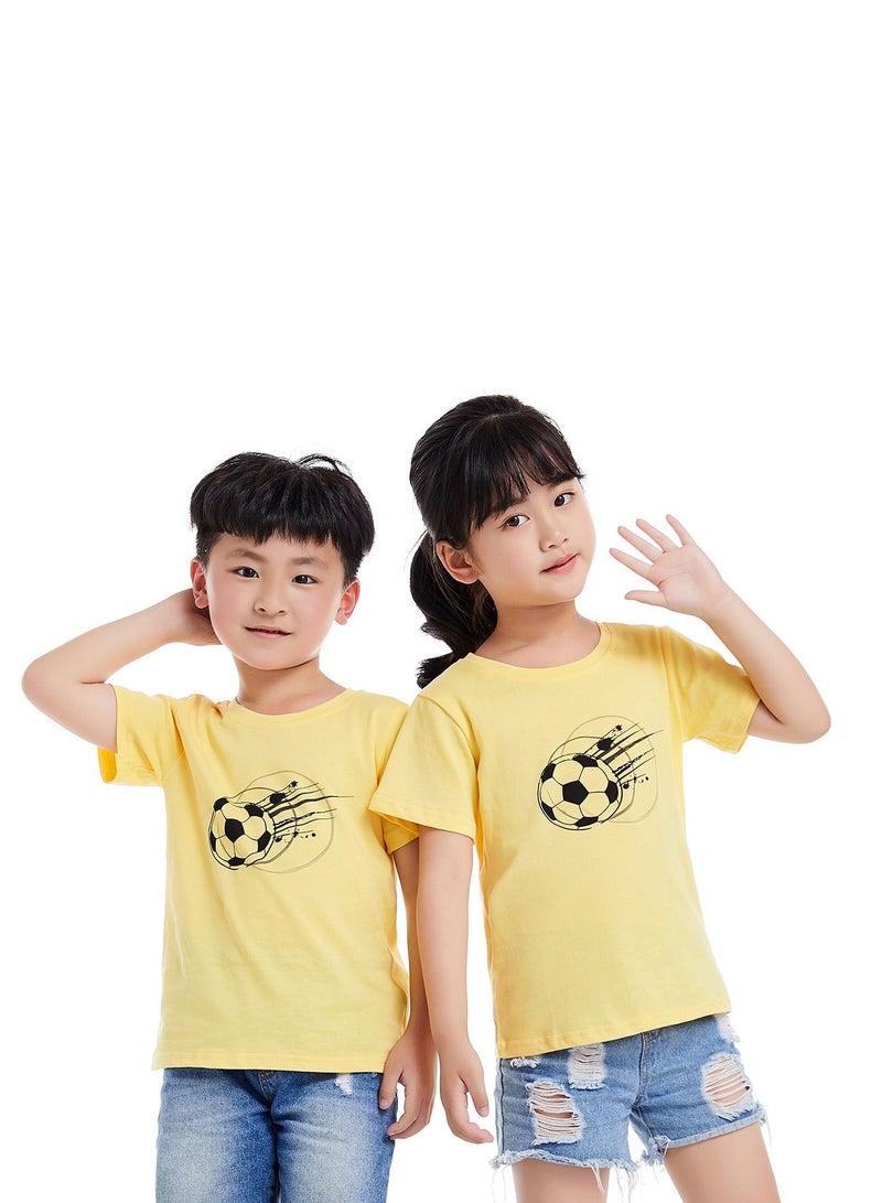 Loquat Unisex Family Couple Parent-Child clothing Football Pattern T-shirt Yellow - Image 2