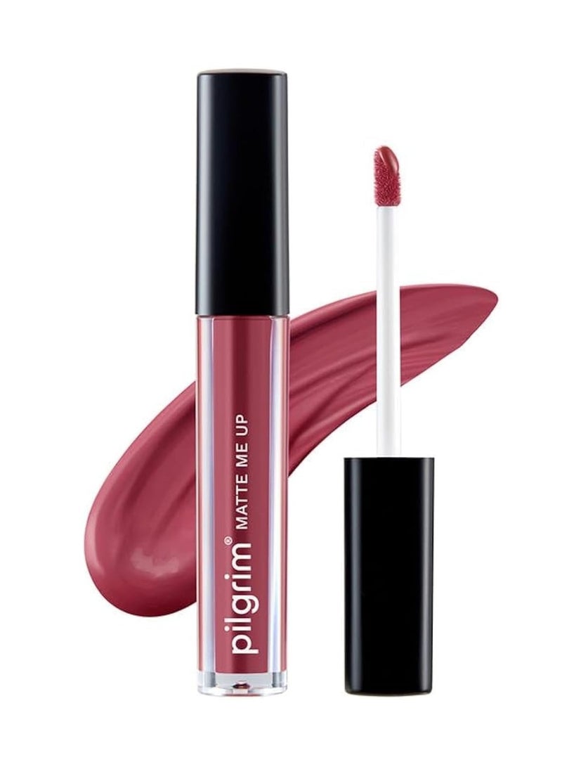 Pilgrim Liquid Matte Lipstick - Pink Kisses | Lipstick for Women with Hyaluronic Acid & Spanish Squalane | Transferproof, Long Lasting & Non Drying with Hydrating Ingredients 3gms - Image 1