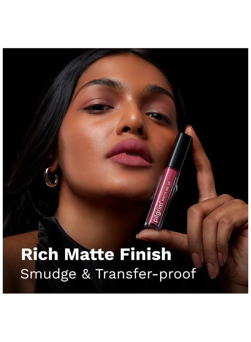 Pilgrim Liquid Matte Lipstick - Pink Kisses | Lipstick for Women with Hyaluronic Acid & Spanish Squalane | Transferproof, Long Lasting & Non Drying with Hydrating Ingredients 3gms - Image 4