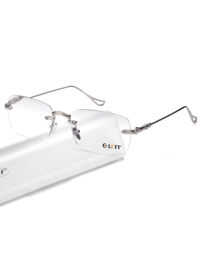 LUFF Reading Glasses Men Women,Rimless Mens Readers Blue Light Metal Computer Eyeglasses Anti-Eyestrain/Dryness/Glare(0.6oz) - Image 1
