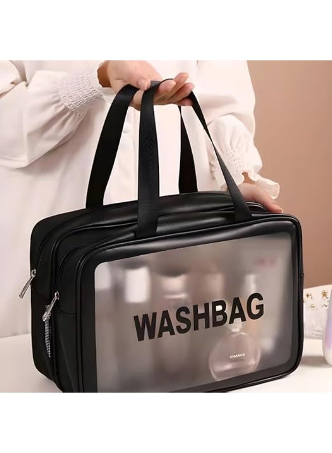 شنط مكياج شفافة للسفر – 3 قطع – لون اسود - Image 3