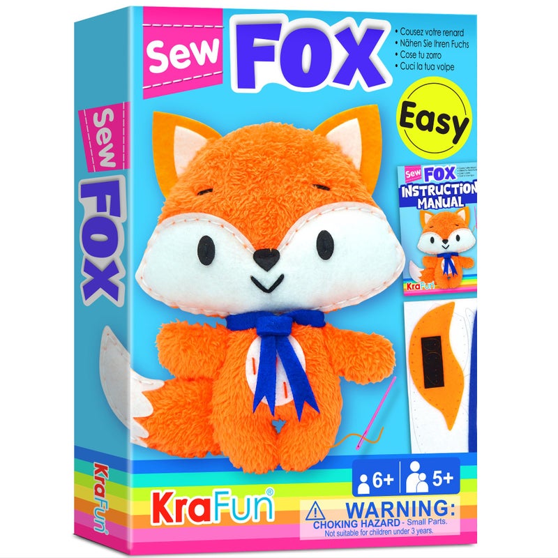 KRAFUN Beginner Sewing Kit for Kids My First Fox Stuffed Animal Craft PrePunched Thick Felt ChildSafe Plastic Needles NoMess DIY Educational Activity Gift for Girls Boys Ages 610 - Image 2