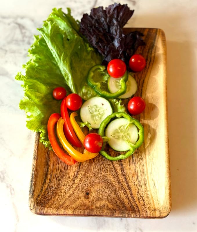 appeasy Wooden Rectangle Platter | Wooden Serving Tray | Appetizer Plate | Snacks Serving Plate for Home Kitchen and Cafe Restaurant (Pack of 2) - Image 4