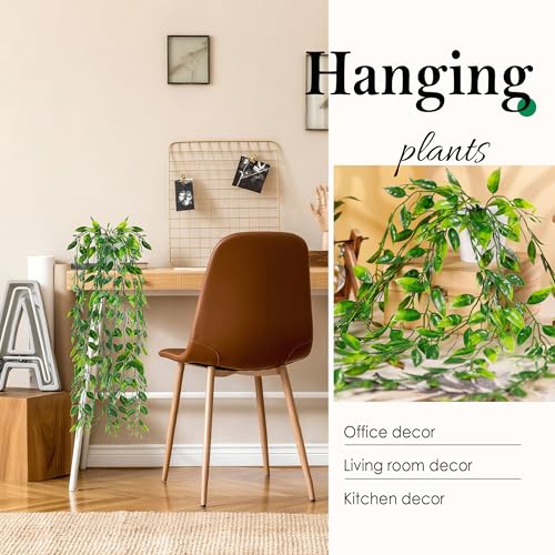 Der Rose 8Pcs Fake Plants Hanging Artificial Ivy Vine Faux Eucalyptus Hanging Plants for Home Boho Wall Shelf Indoor Outdoor Decor White Pots - Image 3