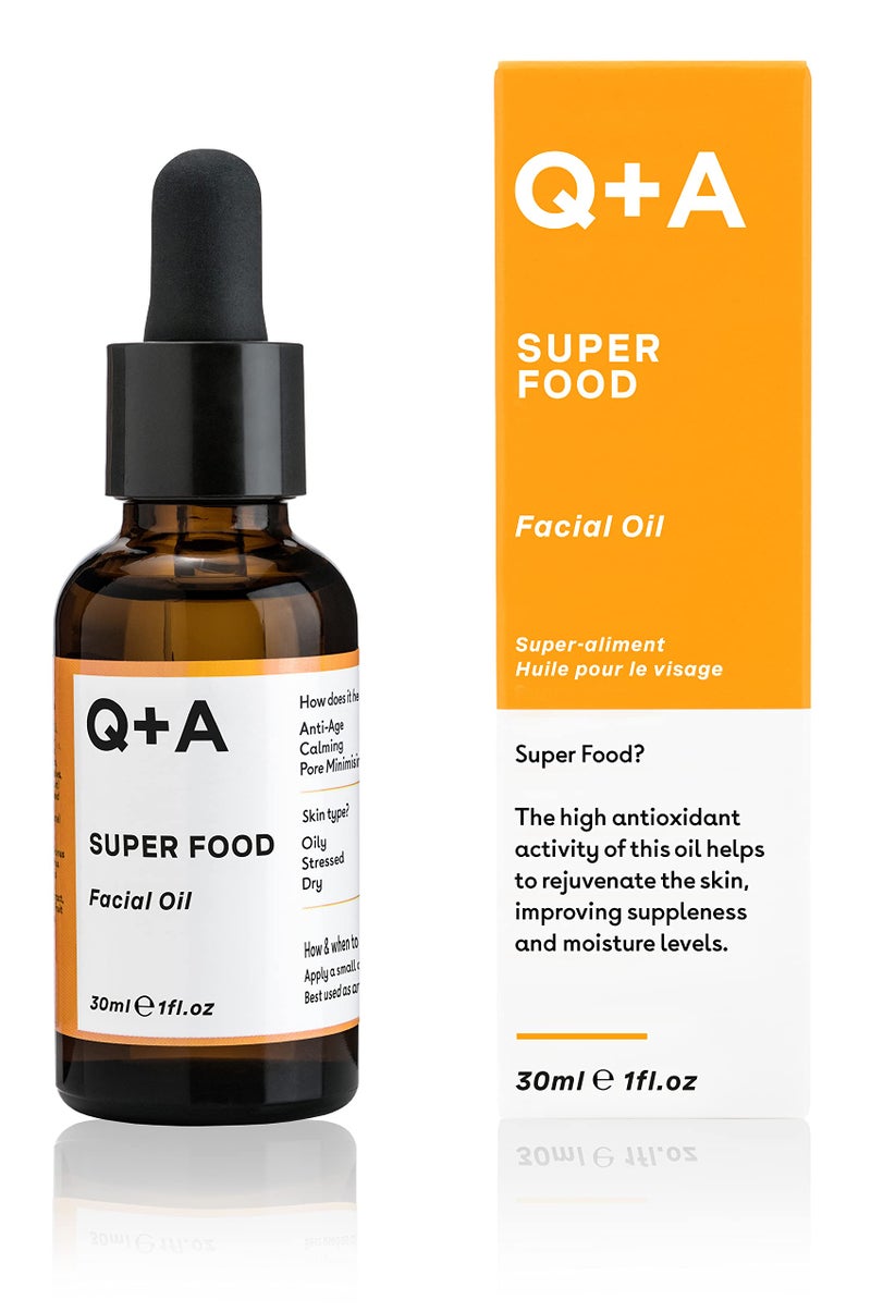 Q+A Super Food Facial Oil (30ml), Natural Vitamin-Rich Face Oil with Jojoba, Vitamin E Oil, Deeply Nourishes and Hydrates Dry, Sensitive, and Normal Skin, Boosts Skin Radiance and Glow - Image 1