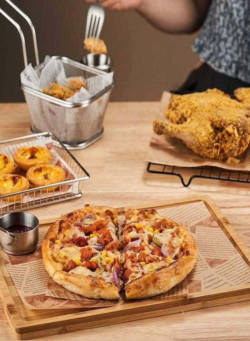 100pcs Baking Paper, Parchment Paper, Sandwich Wrapping Paper, Baking Supplies,Retro Newspaper Print Food Paper Liners,Tray Liners,Basket Liners,Fast Food,Restaurant Cafe,Table Decor ,Restaurant Home,Food Packaging Paper,,Oil-Proof Stain-Resistant,Catering Supplies ,Party Picnic,Suitable For All.(15*15  cm） - Image 2