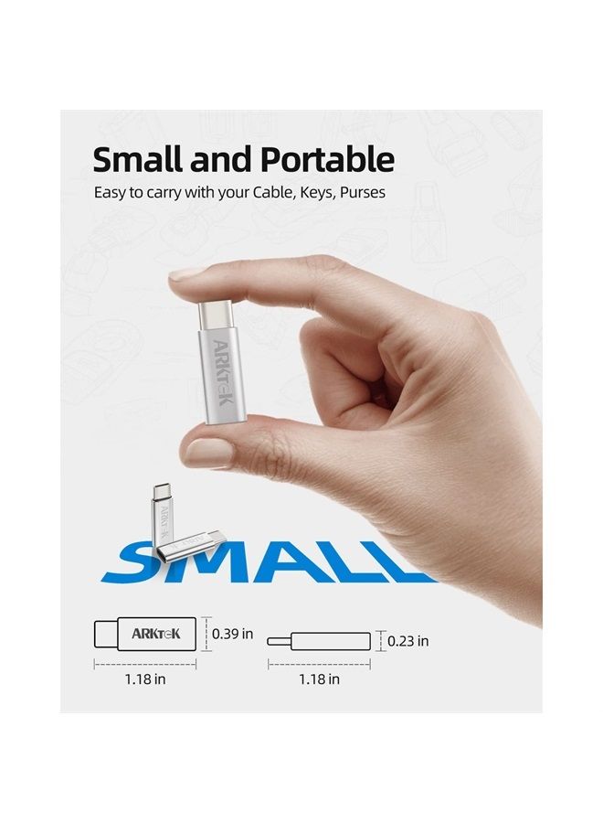 ARKTEK USB-C Adapter i OS Lighting Cable (Female) to USB Type C (Male) - Only Charging Adapter for Phone 13 Galaxy S20 Note 10 Pixel 4 and More (2 Pack, Silver) - Image 3