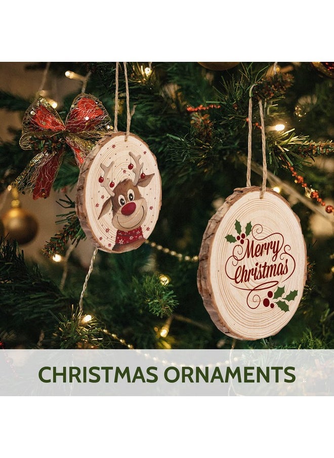 Falling In art - 3.14 Inches Natural Wood Slices Set For Crafts 25Pcs Round Wood Discs With Predrilled Hole For Diy Projects Christmas Ornaments And Wedding Decoration - Image 1