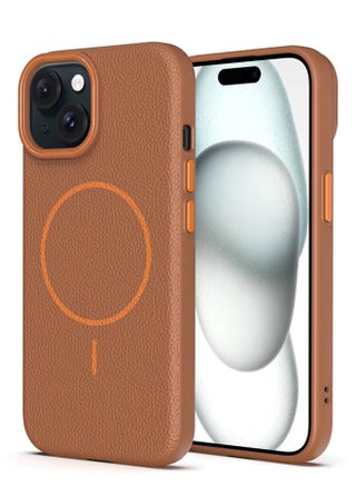 Magsafe Phone Case For iPhone 14 With High Quality Rubber Frame And Slim Lychee Pattern Leather Case with Camera Lens Protection Shockproof Cover And support wireless Charging Leather Cover for iPhone 14 - Brown - pzsku/ZC99E9EAE3AD9F782FB7CZ/45/1749871928/bf52b18d-5118-4f0e-a154-5e9ebf835d4b