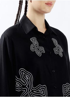 HIGH STAR Women Oversized Fit Embroidered Casual Shirt  - Image 5