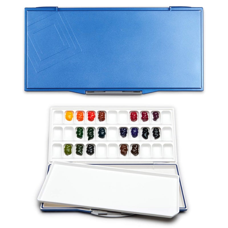 Mijello Mission Mijello Fusion 33-Well Airtight/Leakproof Palette for Watercolor Paints, Blue - Image 1