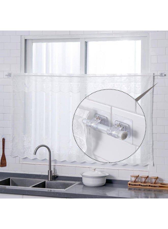 حامل قضيب ستارة بدون حفر، 6 قطع، خطافات تثبيت قضيب ستارة ذاتية اللصق بدون مسامير، خطاف تثبيت قابل للتعديل لحامل مناشف الستائر للاستخدام المنزلي والحمام والمطبخ والفنادق (شفاف) - Image 2