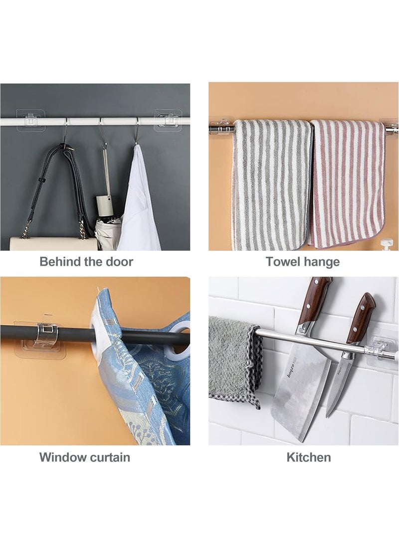 حامل قضيب ستارة بدون حفر، 6 قطع، خطافات تثبيت قضيب ستارة ذاتية اللصق بدون مسامير، خطاف تثبيت قابل للتعديل لحامل مناشف الستائر للاستخدام المنزلي والحمام والمطبخ والفنادق (شفاف) - Image 3
