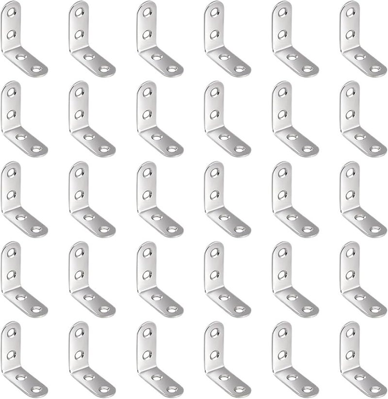 50 قطعة من قوس الزاوية اليمنى على شكل حرف L مع براغي لدعم إطار خزانة الأثاث - Image 2