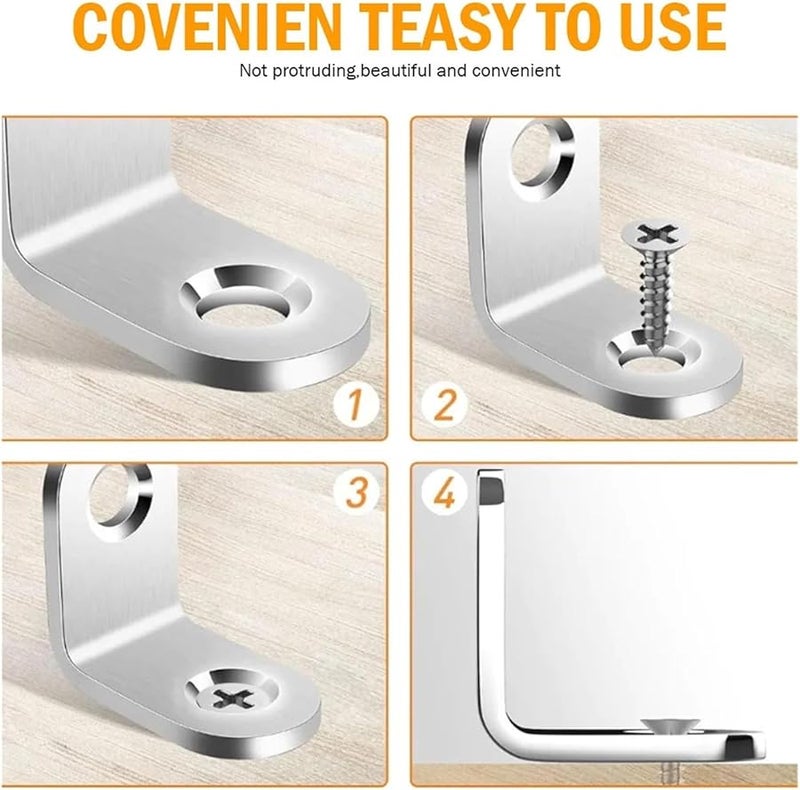 50 قطعة من قوس الزاوية اليمنى على شكل حرف L مع براغي لدعم إطار خزانة الأثاث - Image 5