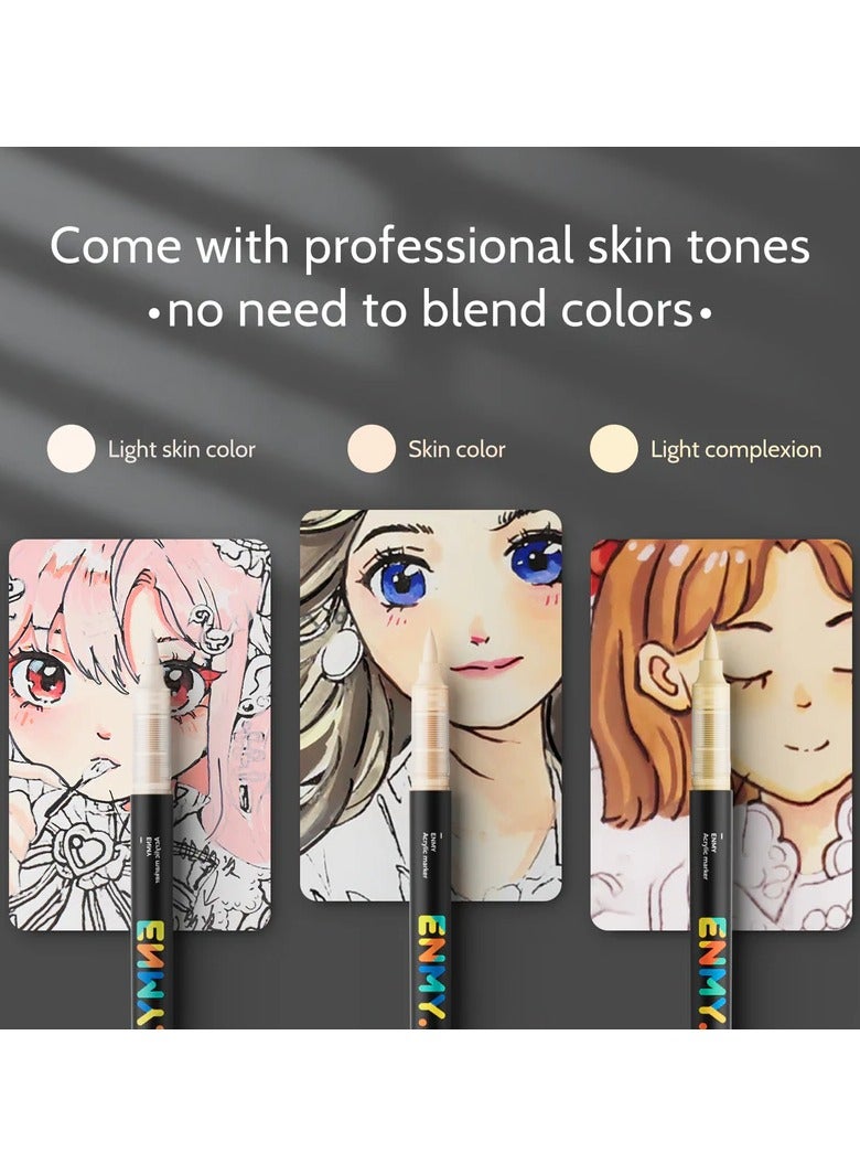 العدو أقلام أكرليك ENMY بـ 24 لونًا – ماركرز أكريليك سائل مباشر للقماش، الخشب، الزجاج، الصخور، والهدايا – ألوان نابضة، تدفق حبر سلس، ظلال لون البشرة – مثالي للفنانين وهواة الحرف اليدوية - Image 2