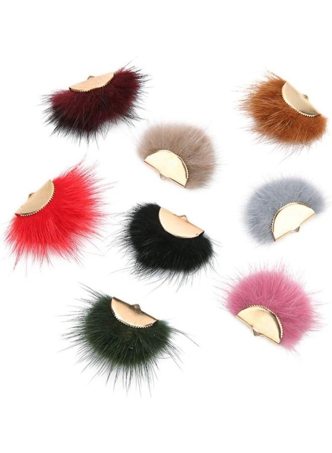 klarako 5pcs Pompom Earring Charms Faux Fur Fan Shape Earring Pendant Colorful DIY Fluffy Dangle Earring Charms for DIY Earring Jewelry Making Supplies (Claret)  - Image 3