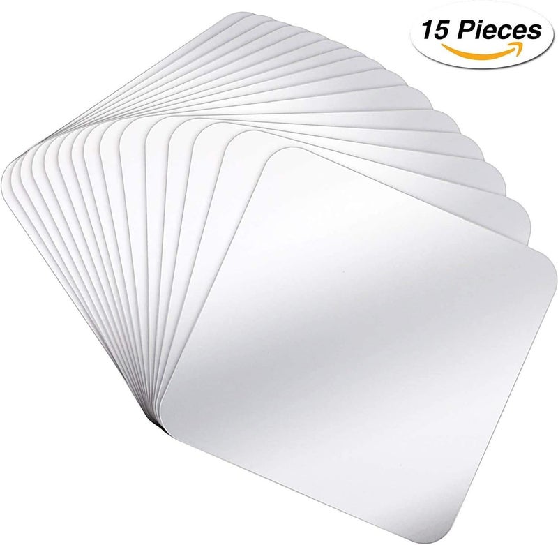 KimDaro 15 Pieces Flexible Mirror Wall Stickers Set Removable Acrylic Mirror Circle Self Adhesive Plastic Mirror Decal for Home Decor (Square) - Image 5