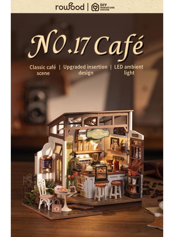 RoWood ROKR Miniature House Kit,Tiny House Kits to Build to Live in,DIY Wooden Crafts for Adults,Mini Model Kits with LED,Birthday for Teens(NO.17 Cafe) - Image 2