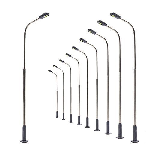 Evemodel LQS07 10pcs Model Railway Train Lamp Post 7cm or 276inch Street Bright White Lights HO TT Scale LEDs New - Image 1