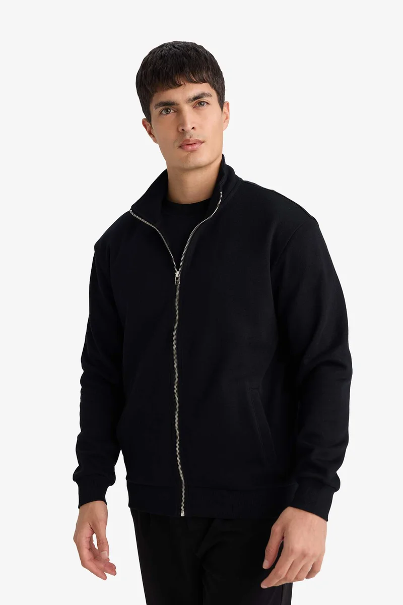 ديفاكتو High Neck Zip-Up Cardigan