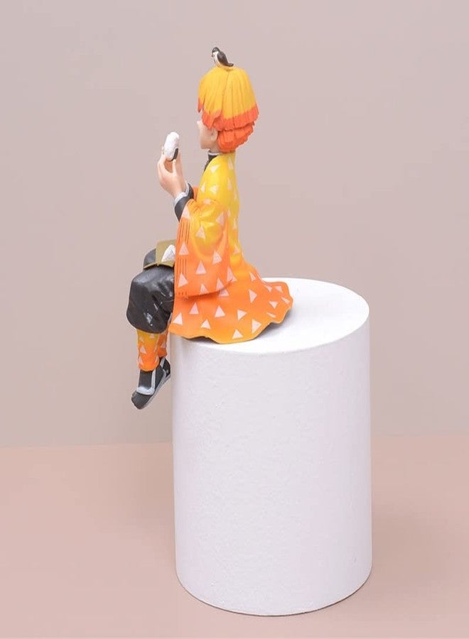 Trunkin Demon Slayer Zenitsu Agatsuma Perching Sitting Eating Action Figure Kimetsu no Yaiba PM Perching Anime Figure Weeb Manga Collectible - Image 3