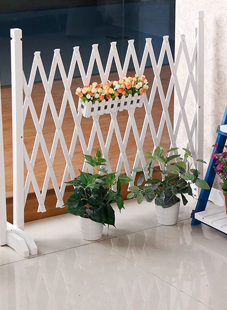 LINGWEI LINGWEI  Extendable Wooden Trellis Fence White  - Image 1