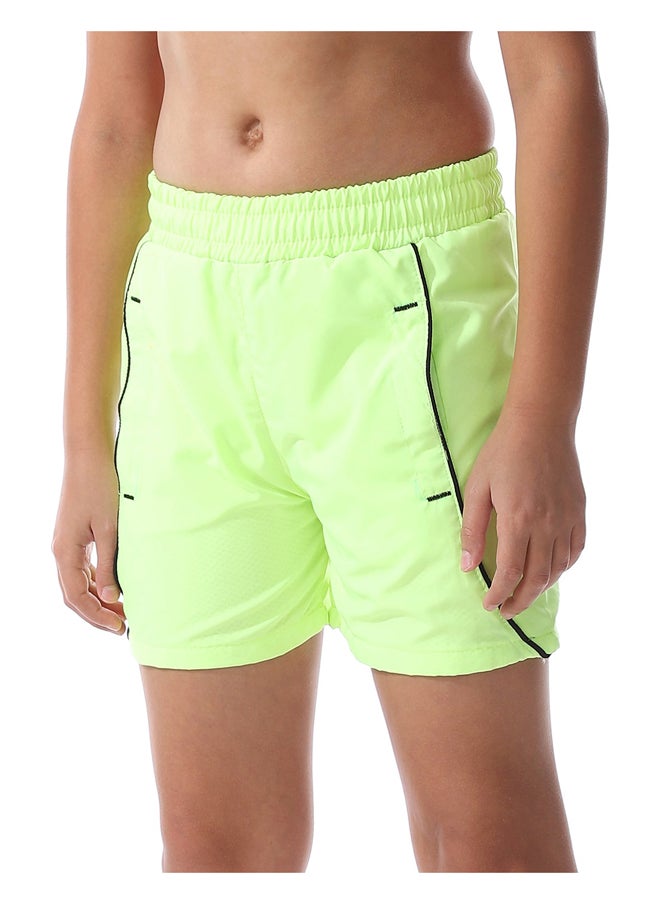 Andora - Boys Elastic Waist Plain Swim Short _ Lime Green - Image 1
